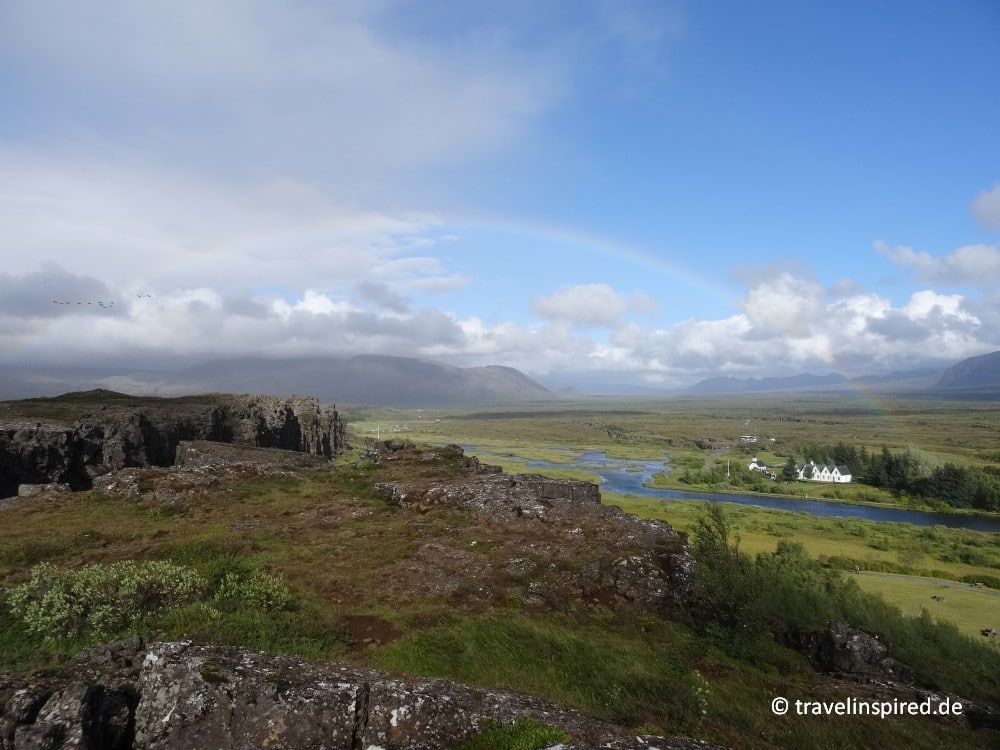 Regenbogen im Þingvellir Nationalpark, Erfahrungsbericht Golden Circle Island selber fahren