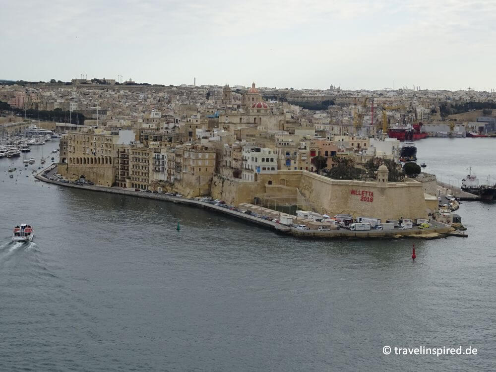 Blick auf Senglea, eine der Three Cities von Valetta, Valetta Sehenswürdigkeit, Valetta auf eigene Faust, Malta