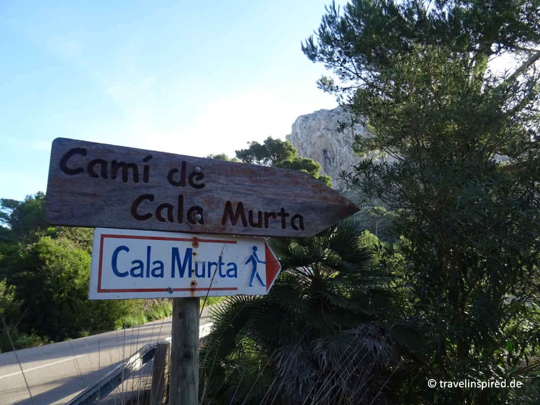 Wegweiser für Wanderer zum Camí de Cala Murta, Tipps Mallorca Norden wandern