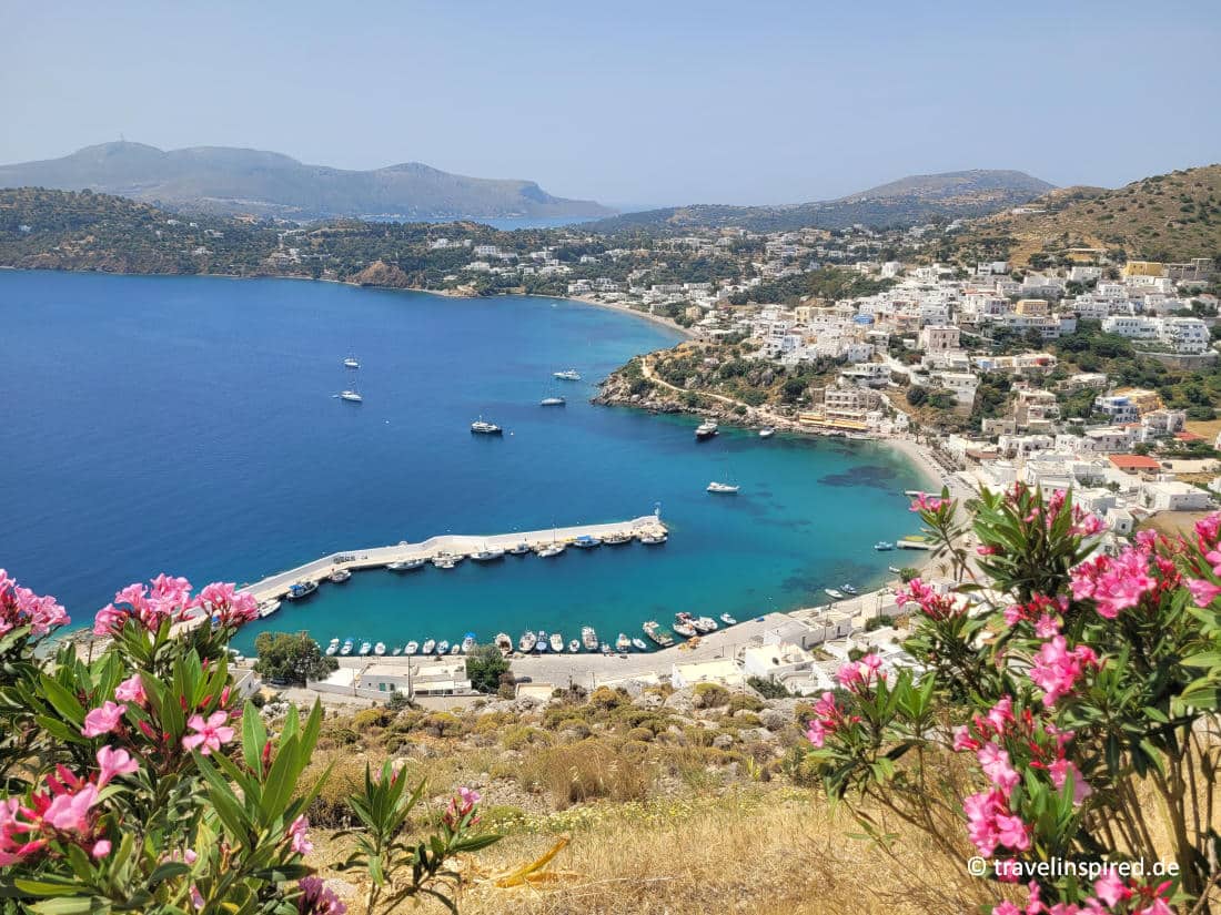 Blick auf die Bucht von Panteli, Griechenland Urlaub auf Leros