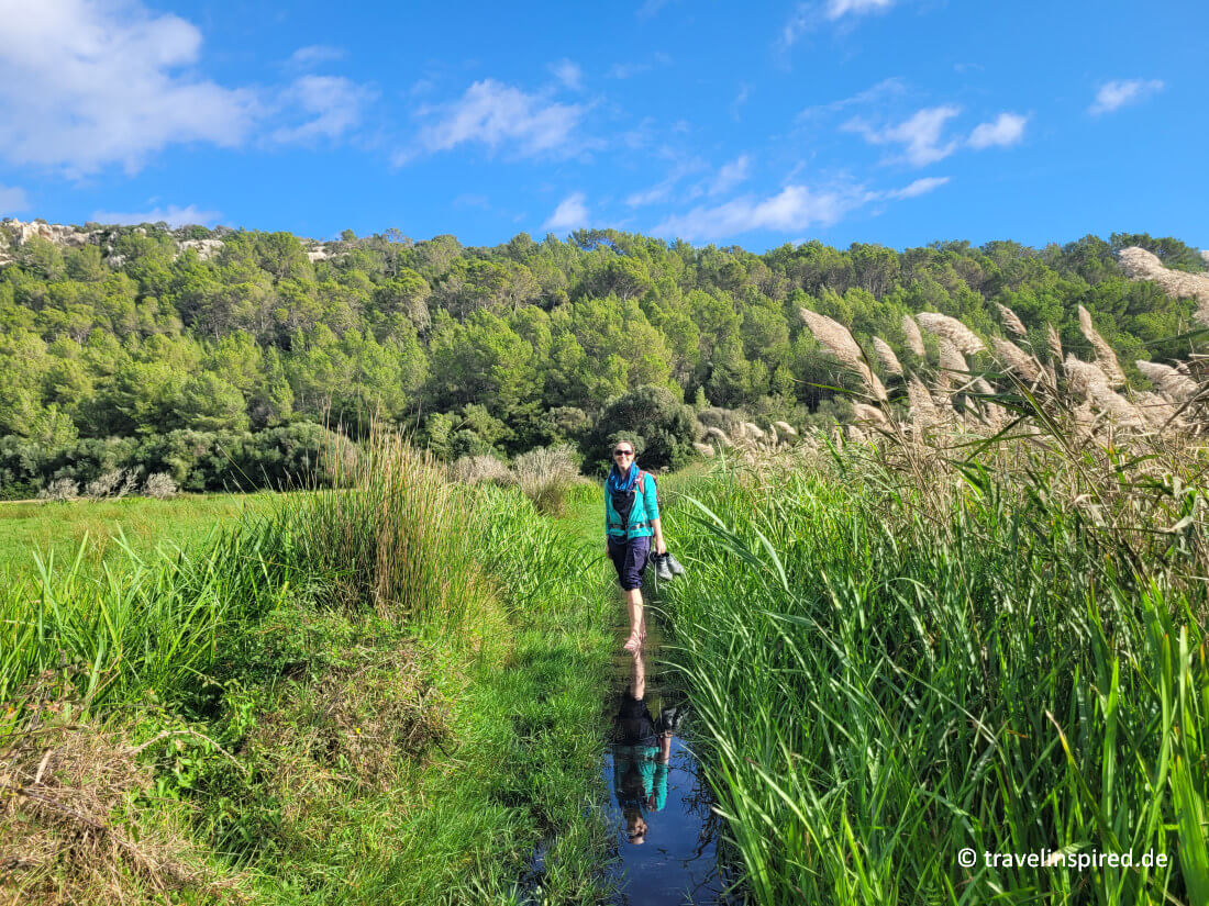 Überfluteter Wanderweg, Erfahrungen Wandern Son Bou Menorca